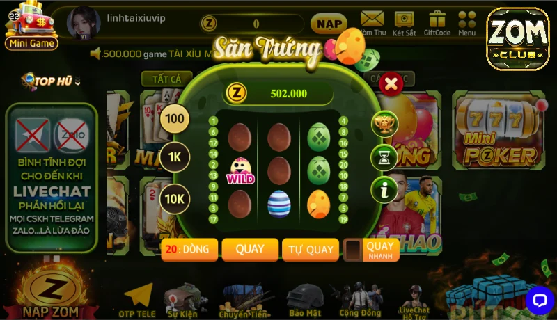 Giới thiệu tổng quan về game săn trứng Zomclub